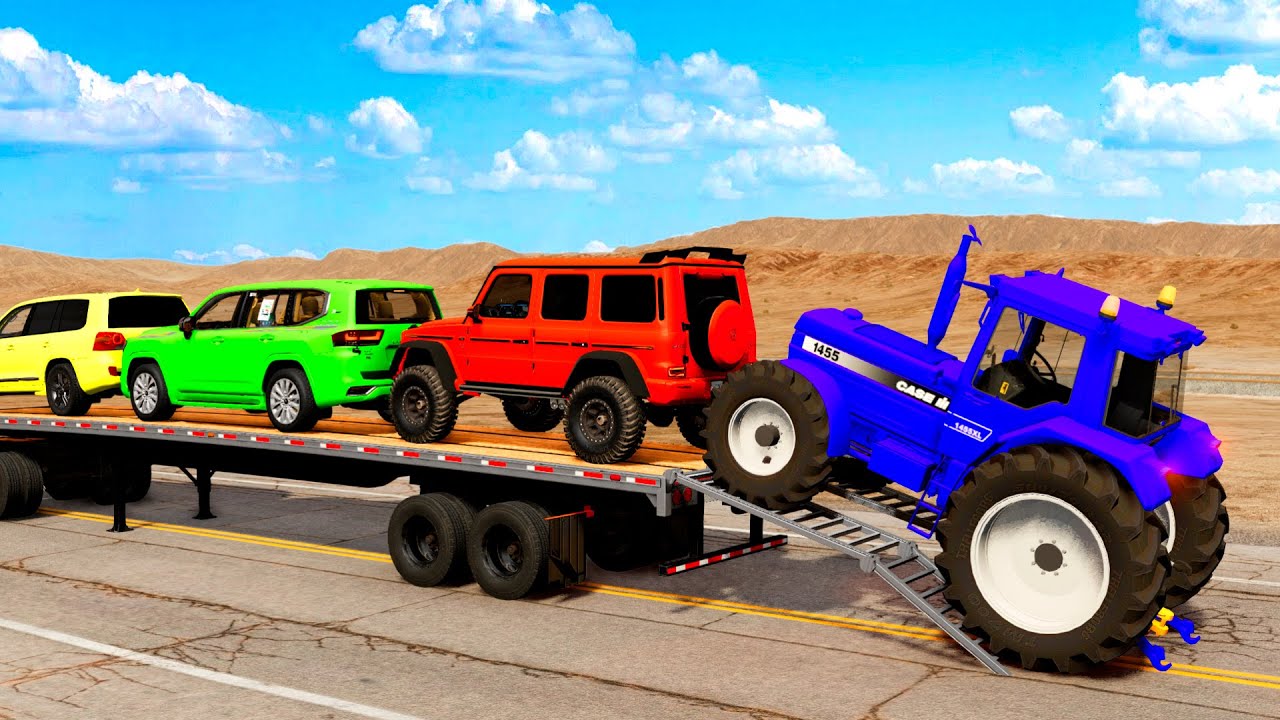 Flatbed Truck Mcqueen | Transportation with Truck - Pothole vs Car #10 - BeamNG.Drive