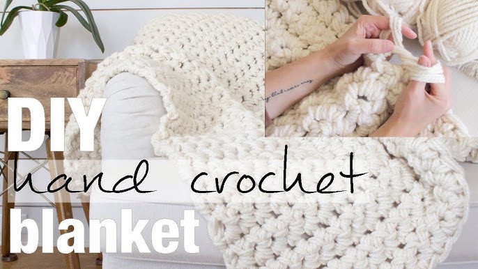 🧶 DIY Easy Chunky Knit Blanket, How to make a Chunky Blanket with hands