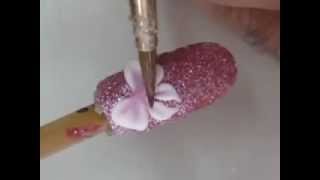 สอนทำเล็บ ลายเล็บโบดอกไม้ how to make 3D acrylic flowers and Bow on nails