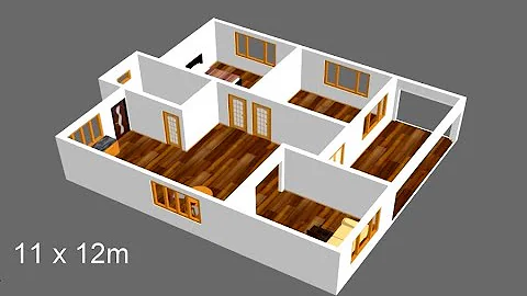 Small House Plan 11 x 12m 2 Bedroom with American Kitchen 2019 - DayDayNews