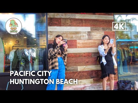 [4K] 🌊 Sunday Afternoon | Huntington Beach California | Pacific City Walking Tour Travel Guide