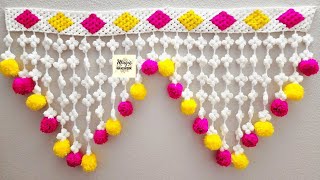 🌼 फूल तोरण, Jhalar design, Barfi Crochet Toran Patti, Bandhanwar, Woolen Door hanging, Gate ka Parda