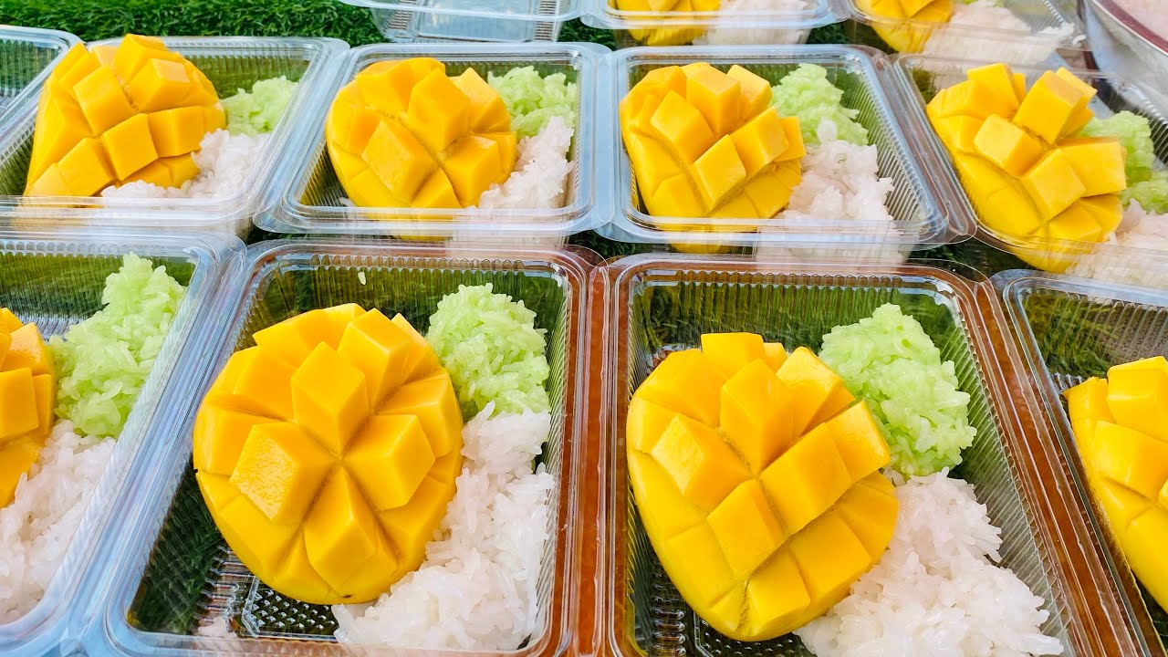 Mango Sticky Rice Thai food shown at COACHELLA 2022 Thai Street