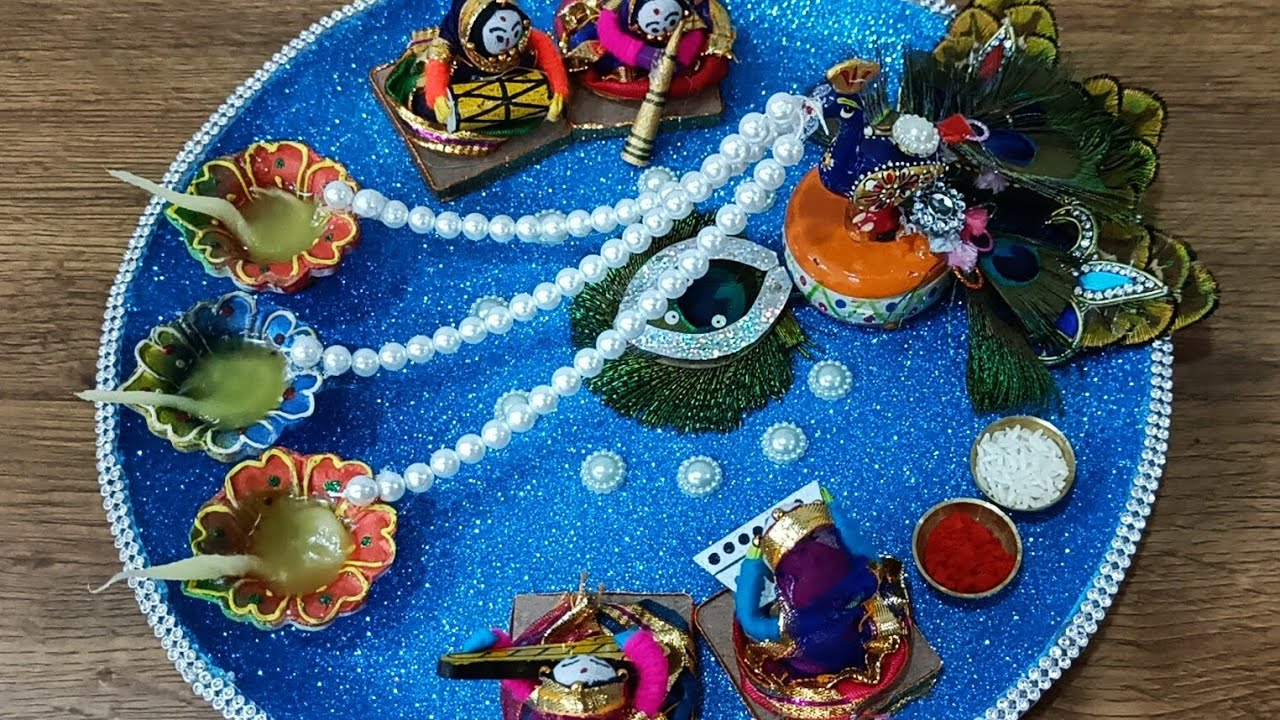 Beautiful Pooja Thali For Janmashtami Utsav Thali Decoration Idea beautiful-pooja-thali-for-janmashtami-utsav-thali-decoration-idea