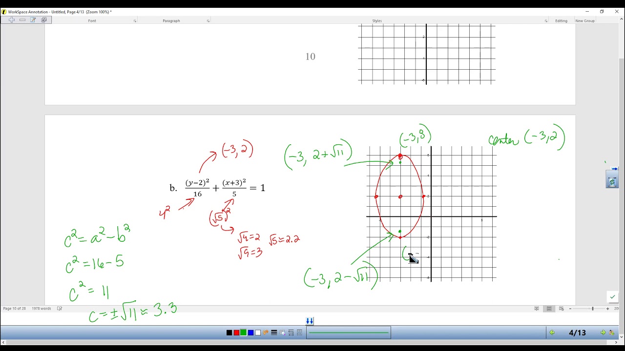 Precalculus 10.3 Ellipses