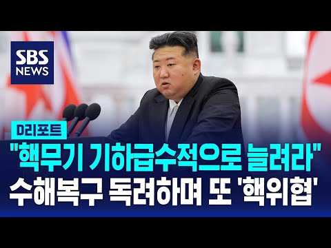 김정은 &amp;quot;핵무기 기하급수적으로 늘려라&amp;quot; 수해복구 독려하며 또 &amp;#39;핵위협&amp;#39; / SBS / #<strong>D리포트</strong>