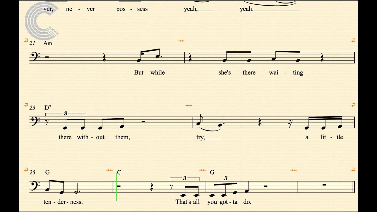 Bass Try A Little Tenderness Otis Redding Sheet Music Chords Vocals Youtube