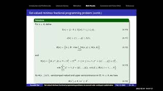 MATH2022 - Set-Valued Minimax Fractional Programming Problems via Second, Koushik Das