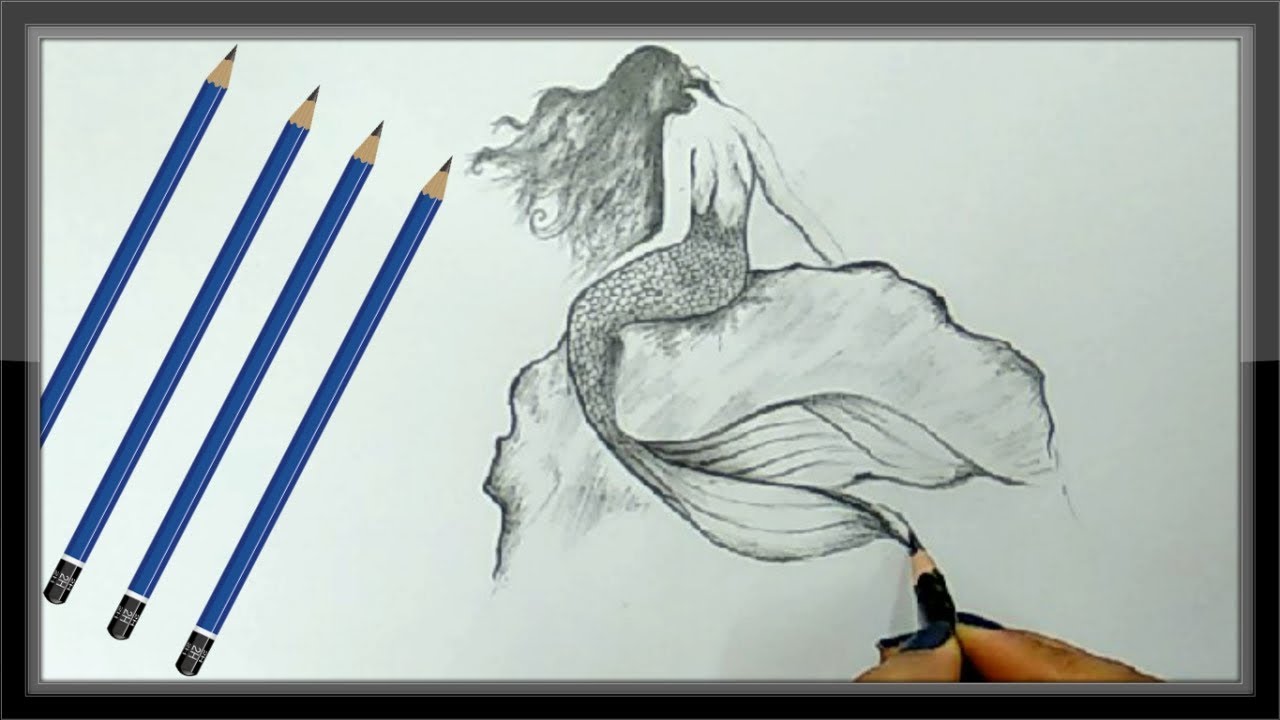 Cool Drawings - Pencil Drawing A Beautiful Mermaid Picture ...