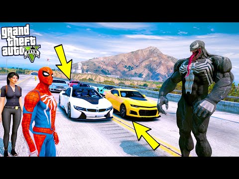 SPIDERMAN VE VENOM SÜPER ARABALARLA KÖPRÜDE YARIŞIYOR! - GTA 5