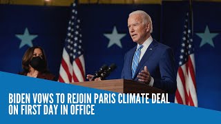 Biden vows to rejoin Paris climate deal on first day in office