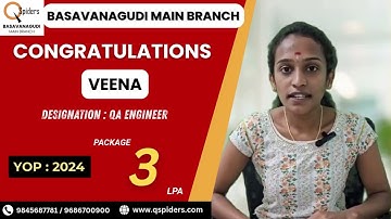 Congratulations VEENA M, on getting placed from QSPIDERS Basavanagudi!