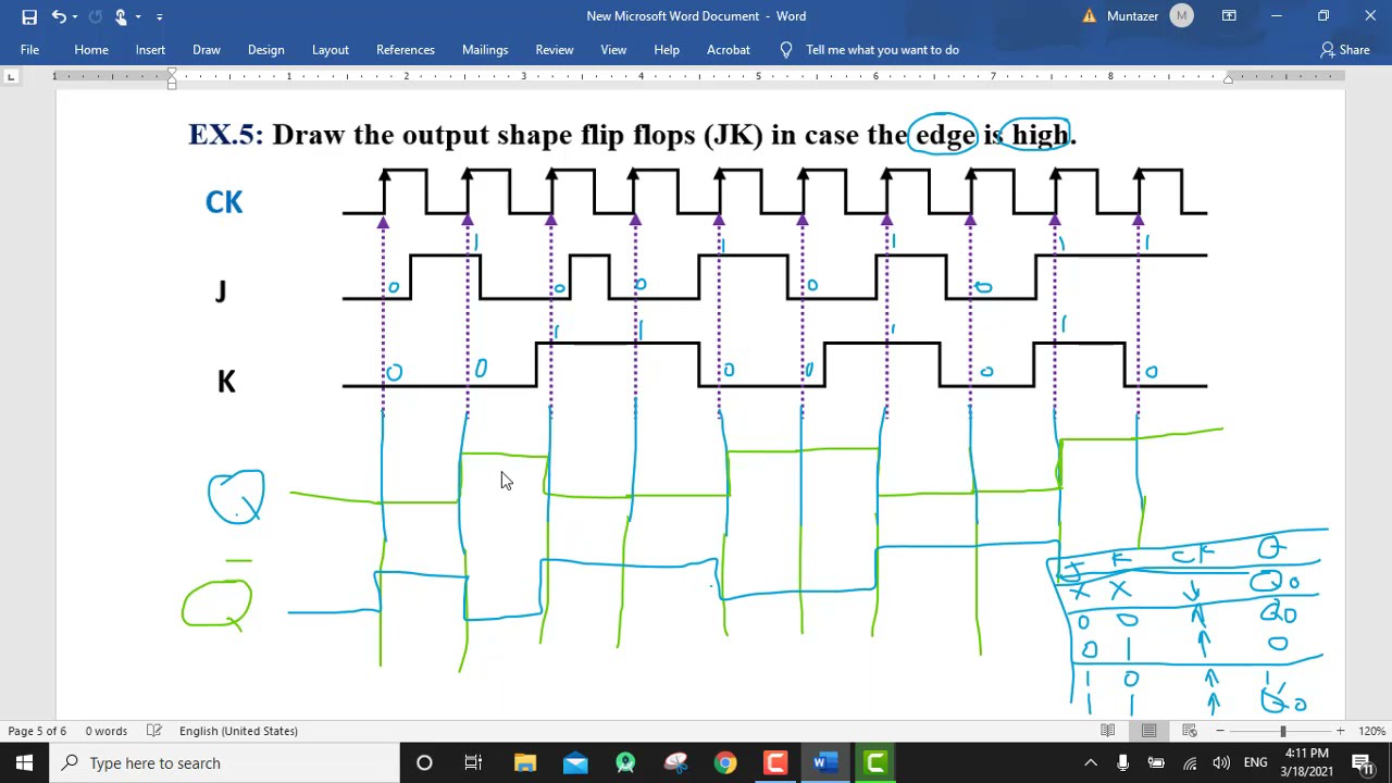 شرح مثال لقلاب من نوع JK رقم 5  | Examples | JK flip-flops
