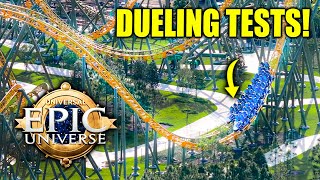 EPIC UNIVERSE - DUAL COASTER TESTING, "Starfall Racers" Dueling