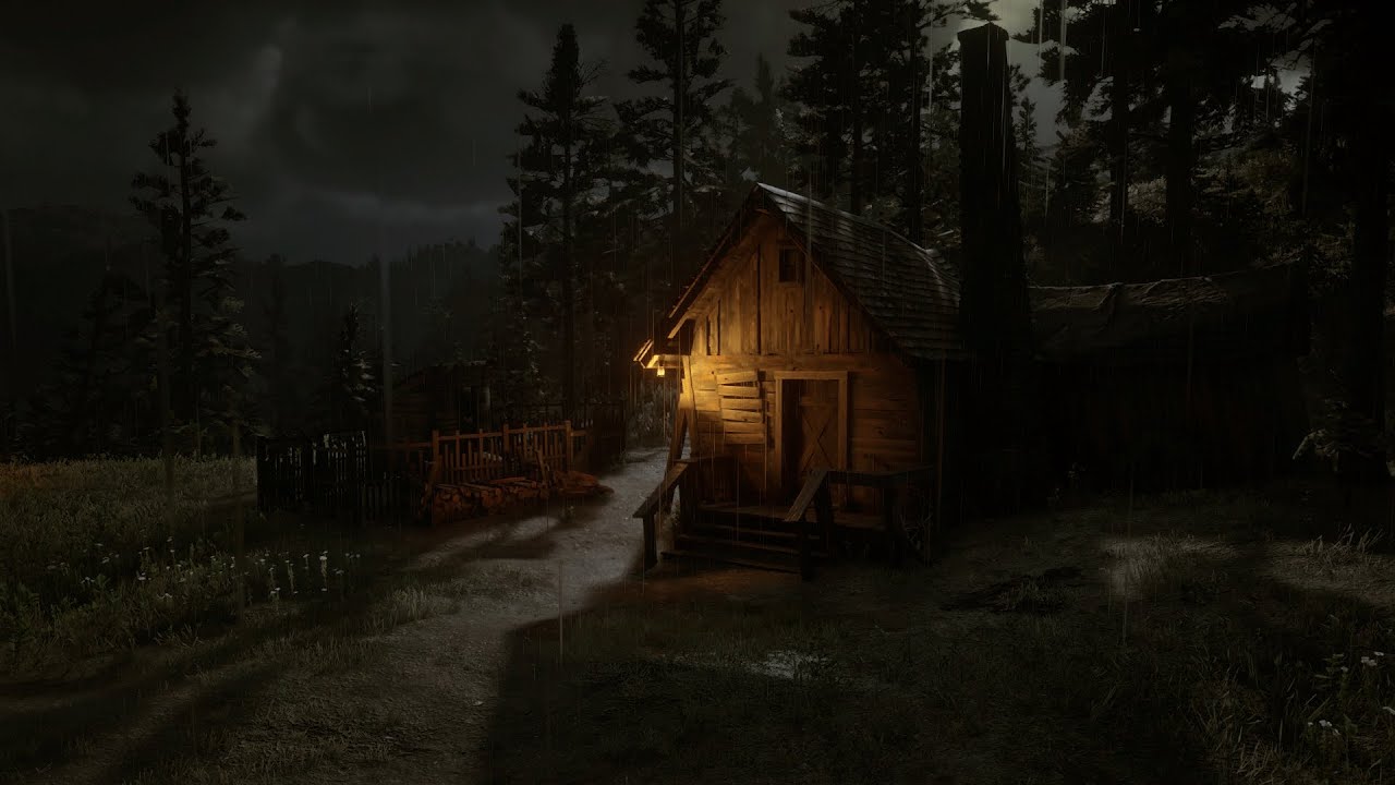 Heavy rain sound near forest house for your sleep Deep Sleep with