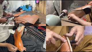 Start To End Full Video Ankle High Leather boots, Upper Making ,Hand Stitching And Hand Dye ASMR