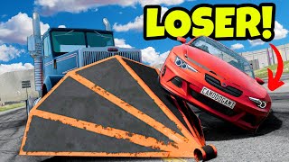 DANGEROUS Stunt Competition But The Loser Gets CRUSHED in BeamNG Drive Mods!