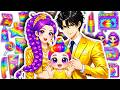 🌸Paper DIY🌸KPOP DEMON HUNTERS Couple Rumi x Jinu Colorful Raibow Family Hair Care Skincare + Makeup