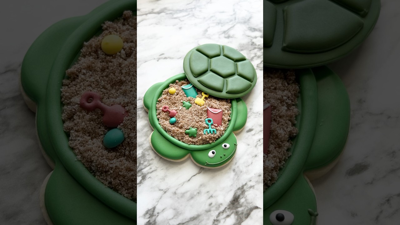 Did everyone have the turtle sandbox? 🐢🍪 #cookiedecorating #satisfyingvideos #cookieart #asmr