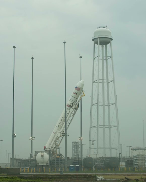 Antares Rocket Raised on Launch Pad