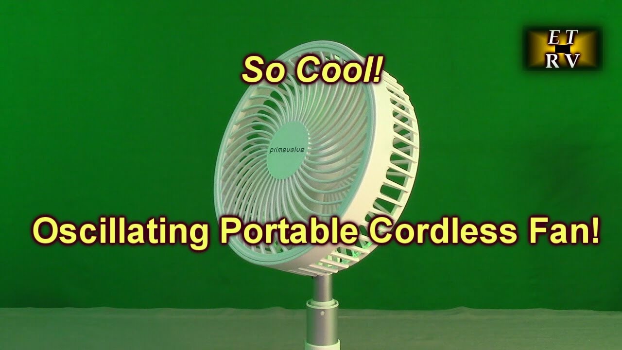 Primevolve Rechargeable Standing Fan, 110Degree Oscillating USB Fan with Adjustable Height