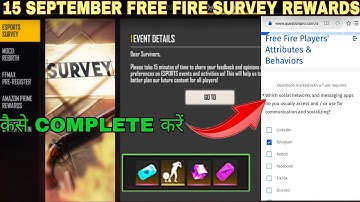 15th June Survey Rewards In Free Fire | How To Complete Free fire Survey Rewards