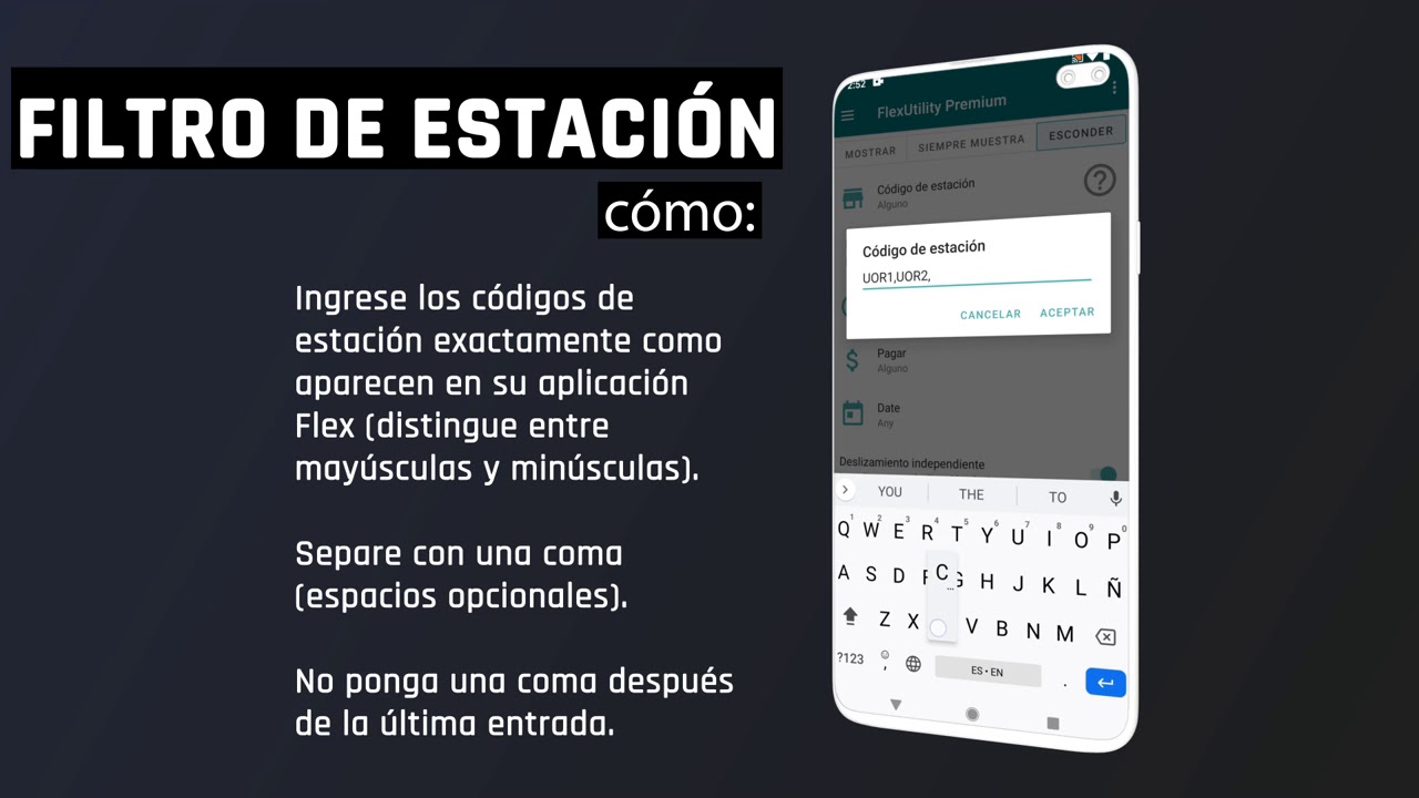 Configuración de filtro de estación Flex Utility (Premium y gratuito