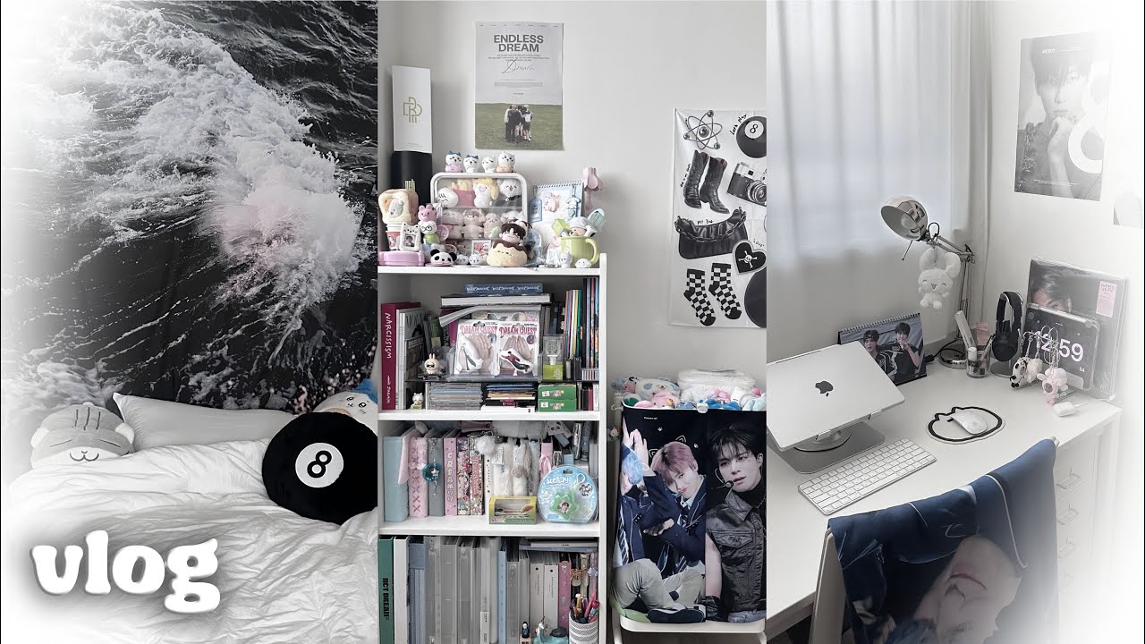 [시즈니 브이로그] 할테야테야, 룸투어할테야 ໒꒱*॰ | 바인더소개 • 덕질존 • 책상소개 | 시즈니 방 • 무채색 방 셀프 인테리어 | 덕질 브이로그 | 애옹로그 =^._.^=