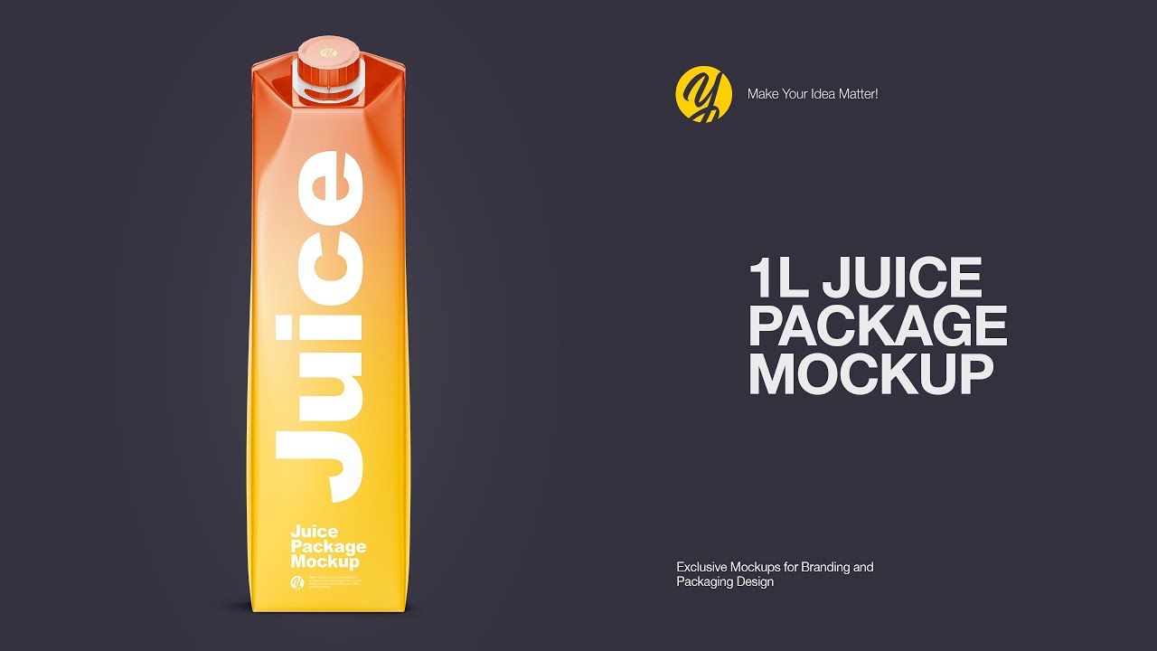 Download 1l Matte Juice Package Mockup Front View In Packaging Mockups On Yellow Images Object Mockups
