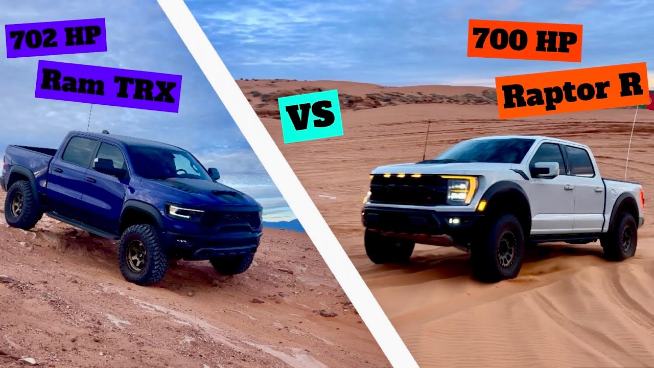 RAPTOR R vs RAM TRX - 1402 HP of truck take on Sand Hollow and ...