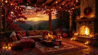 Magical sunset autumn ambience 🍁 Autumn with fireplace Glow \u0026 Tranquil Serenity