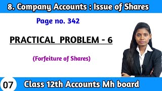Practical problem 6 class 12 Accounts | lesson 8 forfeiture of shares in hindi