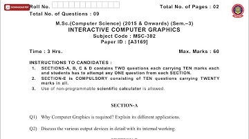 MSC CS 3RD SEM INTERACTIVE COMPUTER GRAPHICS A DEC 2018 | PTU