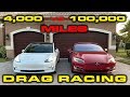 HIGH MILES = LESS POWER?  ~100K Mile Tesla Model S P100D vs Model 3 Performance 1/4 Mile