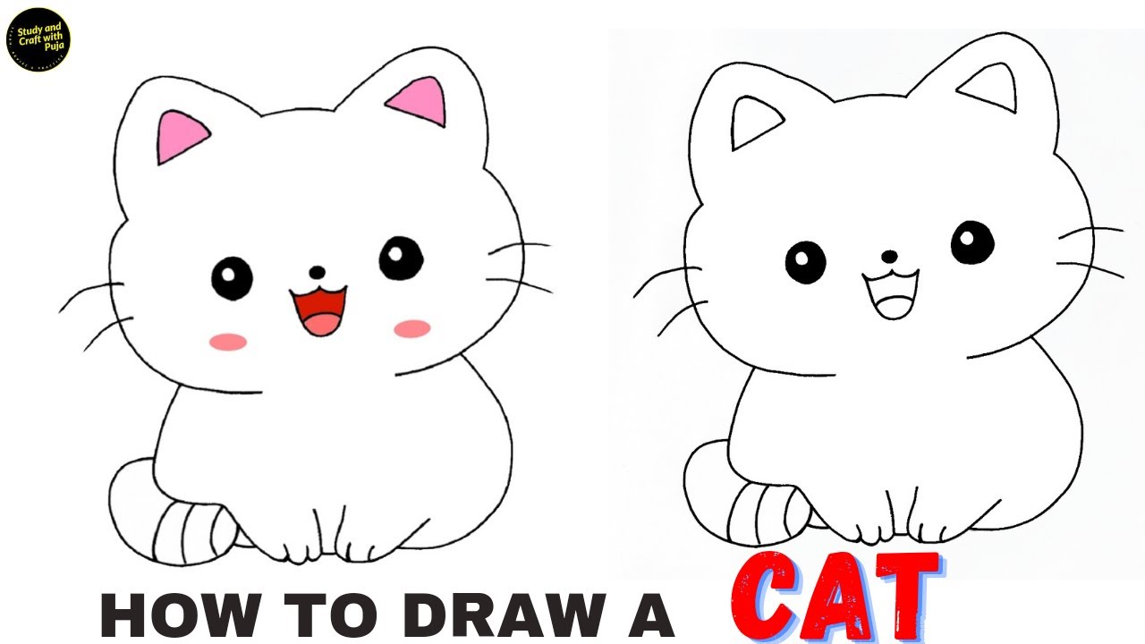 How to draw a Cat || Cute Cat Drawing - YouTube
