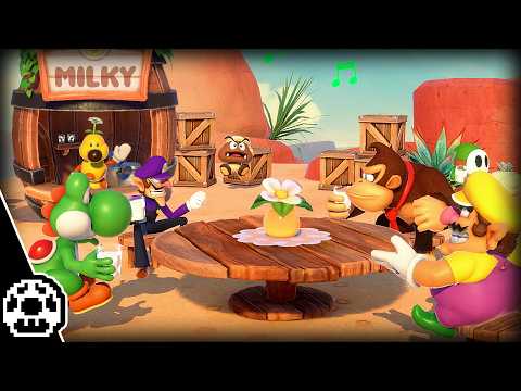 Buben spielen Mario Party und trinken Milch.