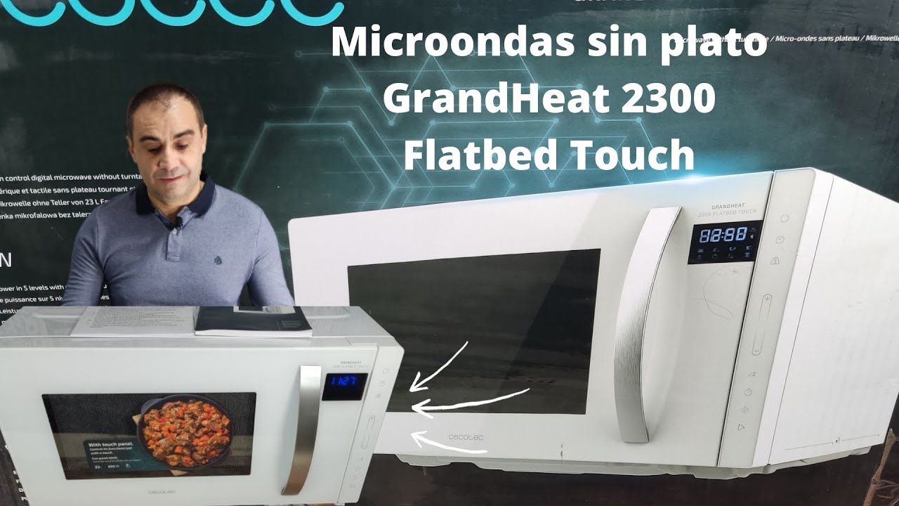 GrandHeat 2300 Flatbed Touch White Microondas sin Plato 23L 800W - Cecotec