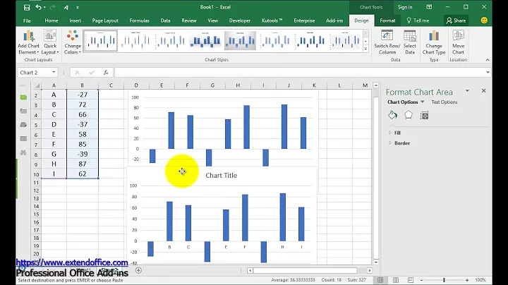 How to move chart X axis below negative values / zero / bottom in Excel