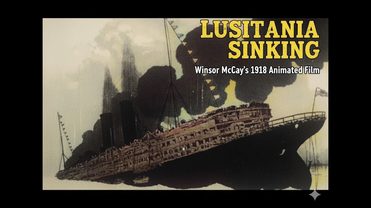 «Лузитания тонет». Анимационный исторический фильм Уинзора Маккея о Первой мировой войне 1918 года.