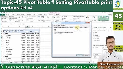 Excel Pivot Topic 45 Pivot Table में Setting PivotTable print options कैसे करे