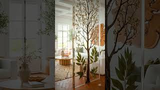 Scandinavian living room  - dry tree complete with leaves and flowers slice resin  Flooring INSANE!