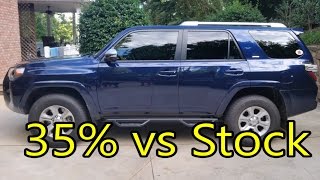 Today we got the front windows of 2016 toyota 4runner tinted in a 35%
window film! this is suntek carbon film. looks great with darker
privacy glas...