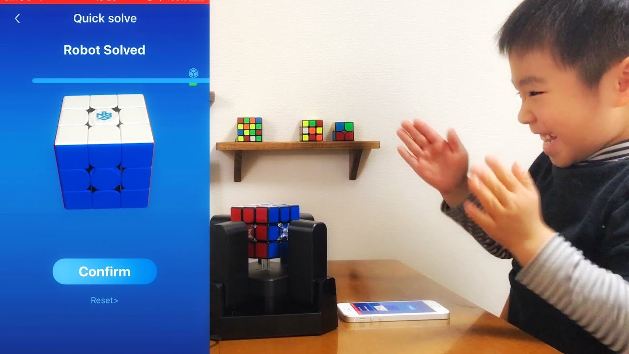 全自動ルービックキューブマシンを親子そろって使った結果・・/Results of using automatic Rubik's cube ...