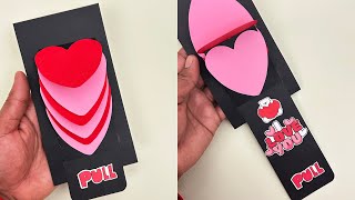 Diy Heart Waterfall Card Romantic Valentines Day Gift Idea I Love You Pop Up Craft