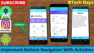 How to Implement Bottom Navigation With Activities in Android Studio | BottomNav | Android Coding