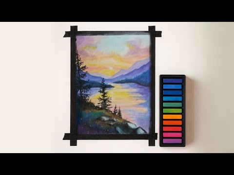 Chalk Pastel Mountain Sunset ASMR | Relaxing No Talking Art Video