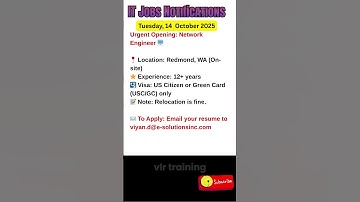 Network Engineer Job in Redmond, WA Oct 14, 2025