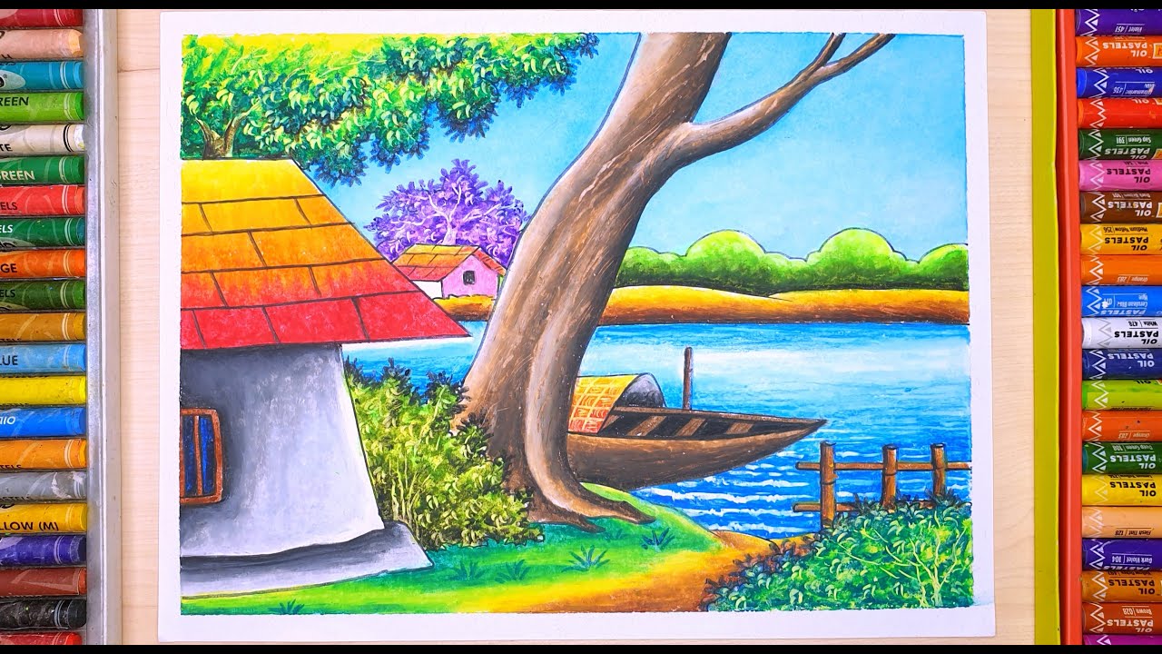 sunset scenery drawing with oil pastel for beginners step by step #short |  sunset scenery drawing with oil pastel for beginners step by step #short # drawing #oilpastel #sunset #howtodraw #deawforkids #art #painting