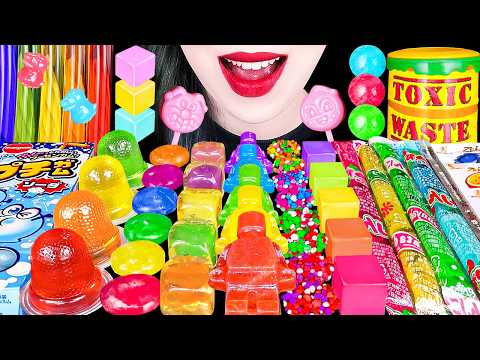 ASMR RAINBOW DESSERTS 무지개 디저트 EDIBLE LEGO, SOUR CANDY, JELLY NOODLES 먹는 레고, 젤리 국수 다양 간식 먹방 MUKBANG