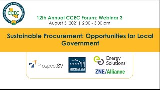 Webinar 3 – Sustainable Procurement: Opportunities for Local Government